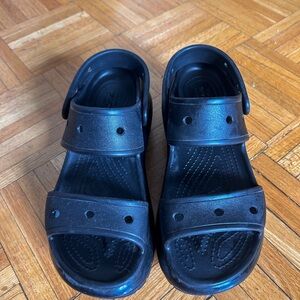 CROCS Black Platform Sandals with Adjustable Straps